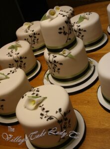 Wedding Table Cakes with Chocolate Green Calla Lilies